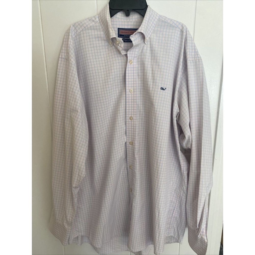 Vineyard Vines~ Button Down Shirt~ Pink And Blue Plaid Long Sleeve~ Mens Large